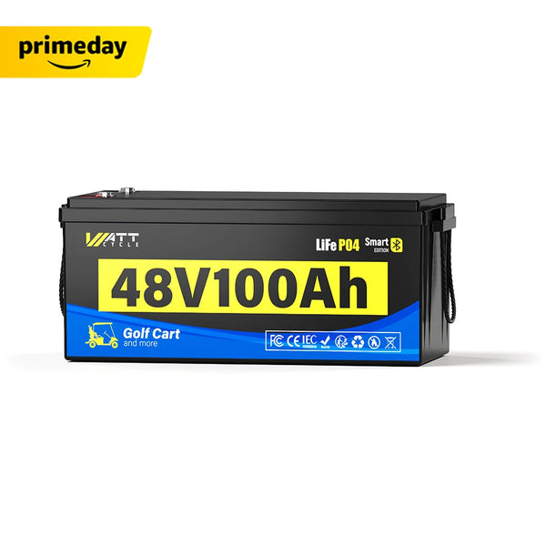 WattCycle 48V 100Ah Lithium Golf Cart Battery with Bluetooth - Prime Big Deal Days