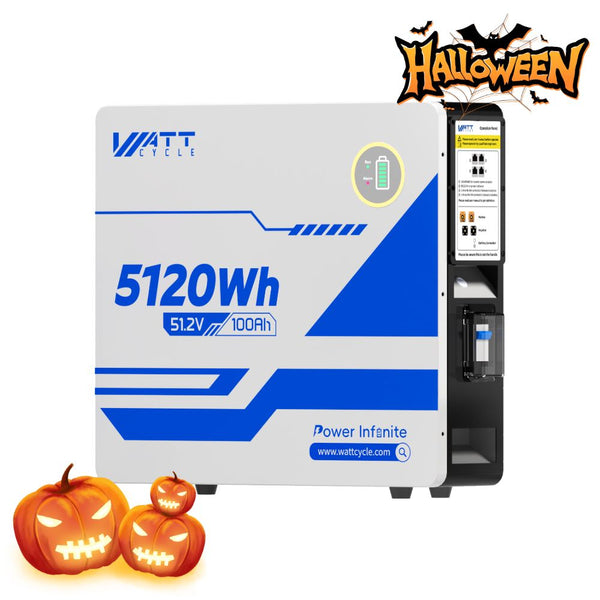 【👻 Halloween-traktaties】WattCycle 48V (51,2V) 100Ah wandgemonteerde LiFePO4-accu