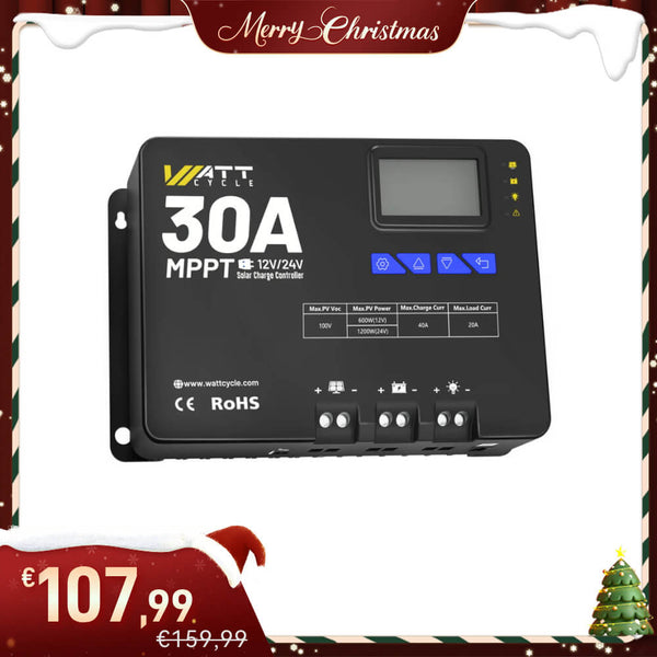WattCycle Christmas Sale - 12V 24V 30A Solar Charge Controller MPPT.jpg__PID:b6bd594f-8687-46c4-ad4a-ea2afbf1beee
