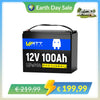【🌍 Jordens Dagsudsalg】WattCycle 12V 100Ah Deep Cycle LiFePO4 Batteri