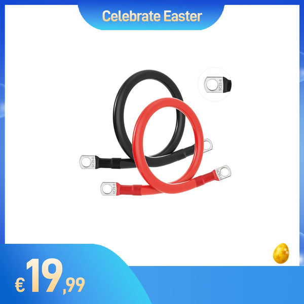 【🐣 【Promoção de Páscoa】Conjunto de 2 cabos de bateria WattCycle 4AWG 30CM