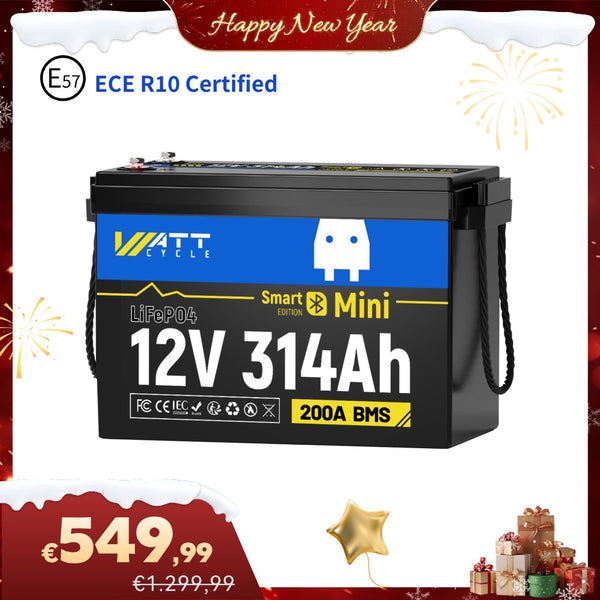 【🎇 Saldi di Capodanno】Batteria WattCycle 12V 314Ah Mini LiFePO4 con Bluetooth