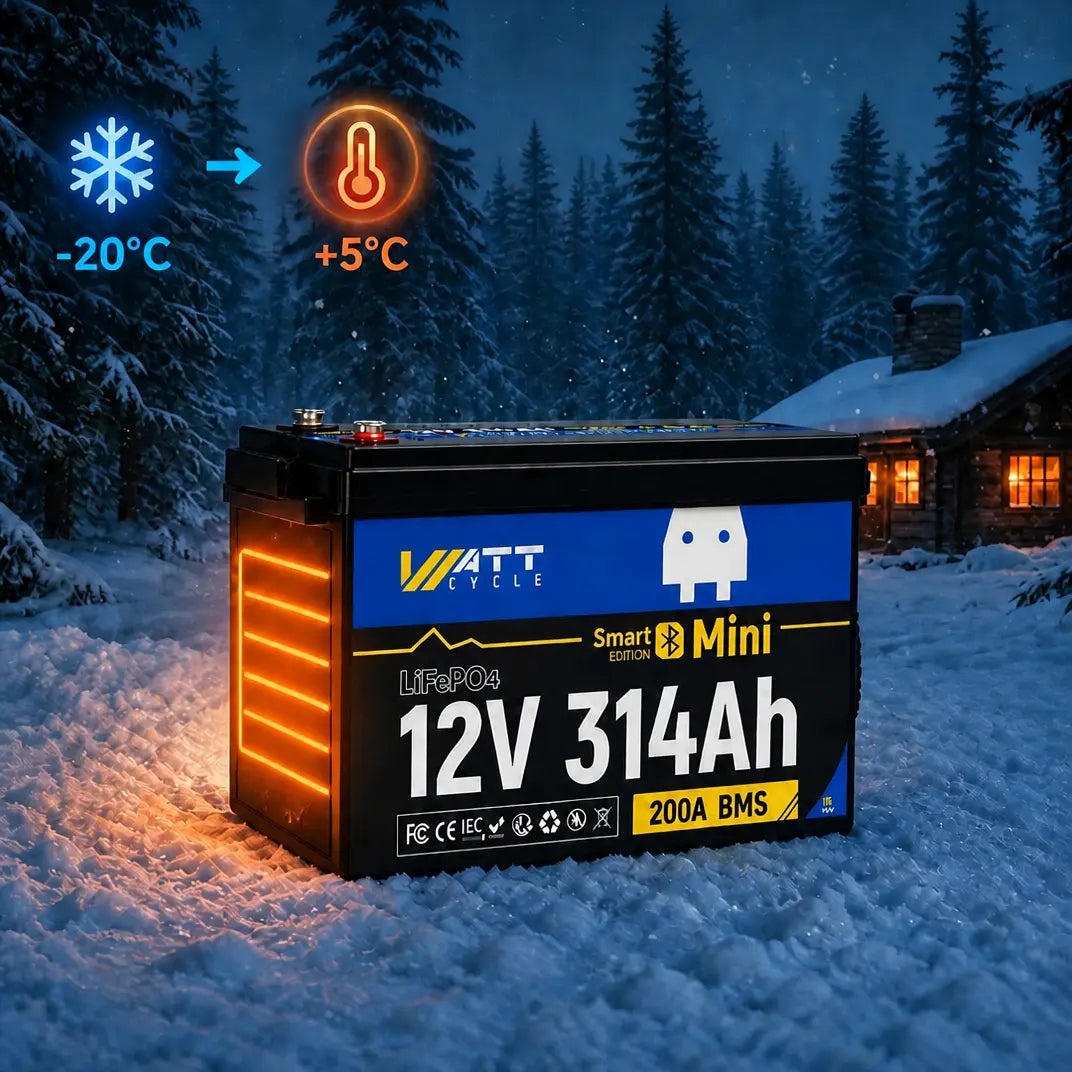 WattCycle 12V 314Ah mini samozahřívací baterie s Bluetooth | Certifikace ECE R10