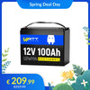 【🌸 Forårstilbud】WattCycle 12V 100Ah Deep Cycle LiFePO4 Batteri
