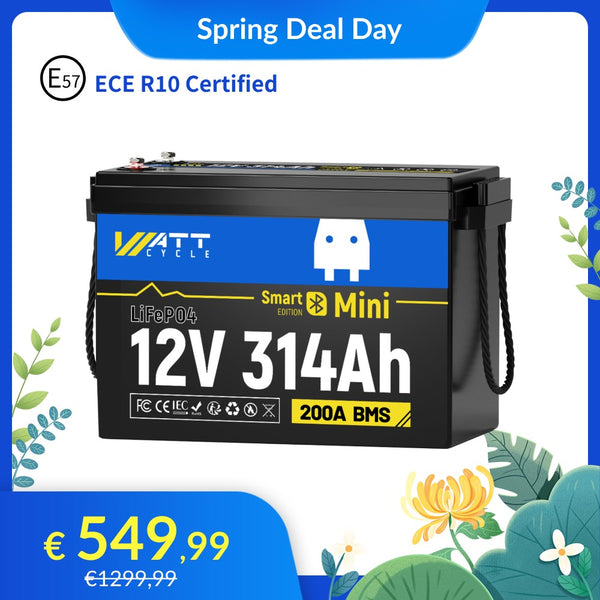 【🌸 Offerta di primavera】Batteria WattCycle 12V 314Ah Mini LiFePO4 con Bluetooth