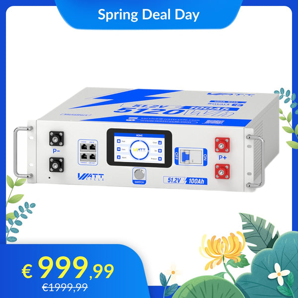 【⚡ Voorverkoop】WattCycle 48V 100Ah 3U serverrackaccu met Bluetooth - Nieuwe versie