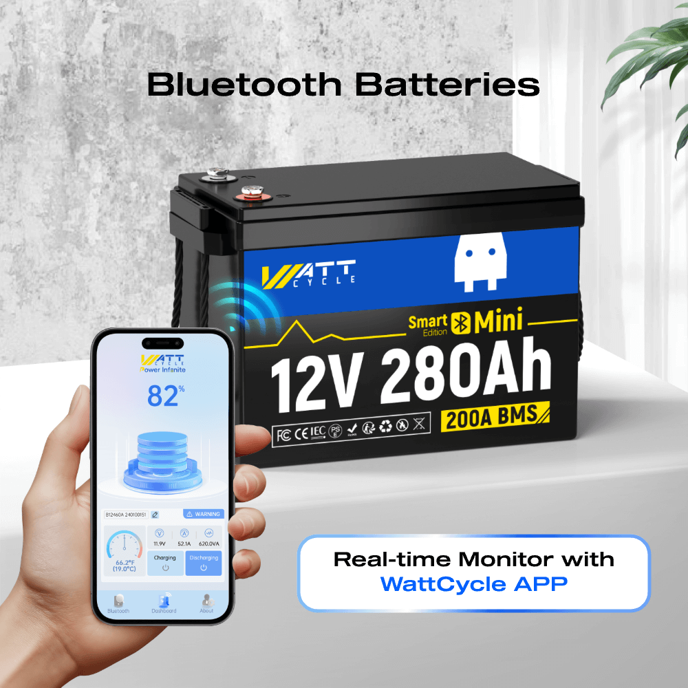 Batterie LiFePO4 12V 8Ah WattCycle - Cellules EVE Grade A+ BMS 8A Protection Basse Température IP67 - Idéale Camping Vélo Scooter