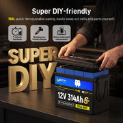 With a removable top cover WattCycle 12V 314Ah Mini Super LiFePO4 Battery with Bluetooth Active Balance is specially fit for DIY Power Staion