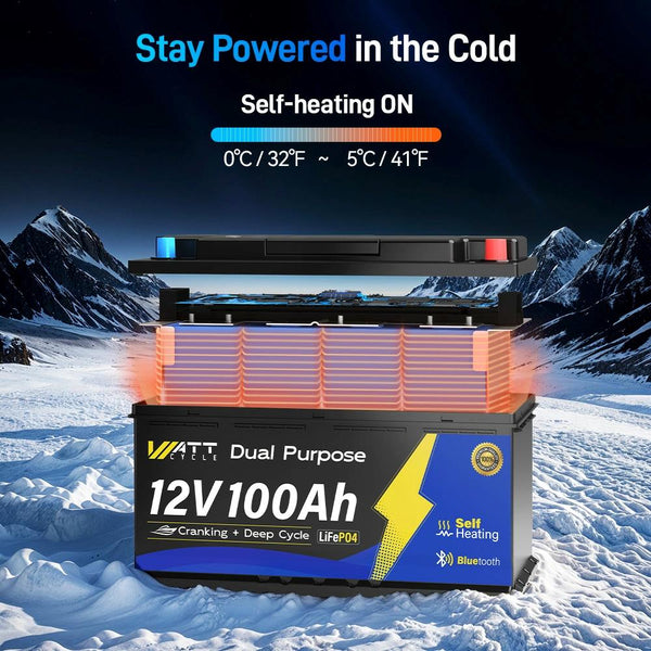 self heating function of WattCycle 12V 100Ah Dual Purpose Marine Battery with Bluetooth